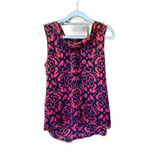 New Directions Blouse Size Large Top Gorgeous Red & Black Pattern Sleeveless